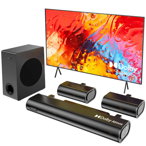 Hiwill A51 5.1 Dolby Atmos Soundbar - 380W Power 5.25" Subwoofer 2 Surrounds - Black
