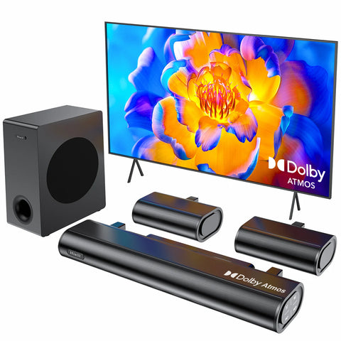 Hiwill A51 5.1 Dolby Atmos Soundbar - 380W Power 5.25" Subwoofer 2 Surrounds - Black