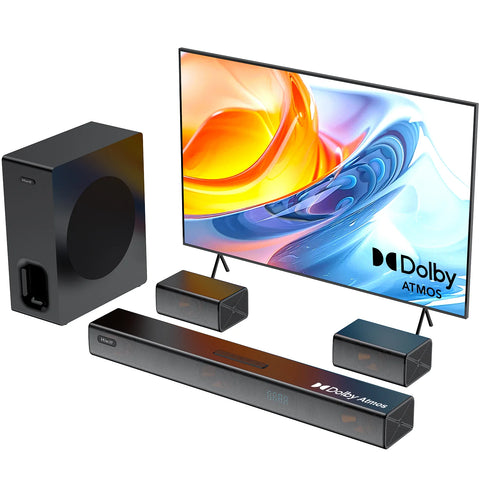 Hiwill A51 PRO 5.1 Soundbar - 5.1 Dolby Atmos 420W Power 6.5" Wireless Subwoofer Surround Speakers - Black