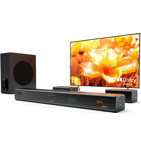 Hiwill A51 PRO 5.1 Soundbar - 5.1 Dolby Atmos 420W Power 6.5" Wireless Subwoofer Surround Speakers - Black