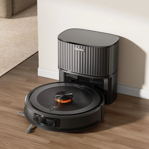 Teendow D10S MAX Robot Vacuum  - Suction 4500Pa Battery 2600mAh Runtime180min low 70dB Noise 300ML+260ML Dustbin Water Tank - Black