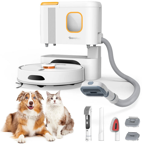 Teendow D20S MAX+ Robot Vacuum - Suction 6000Pa Battery 5000mAh low 70dB Noise 250ML Tank - White