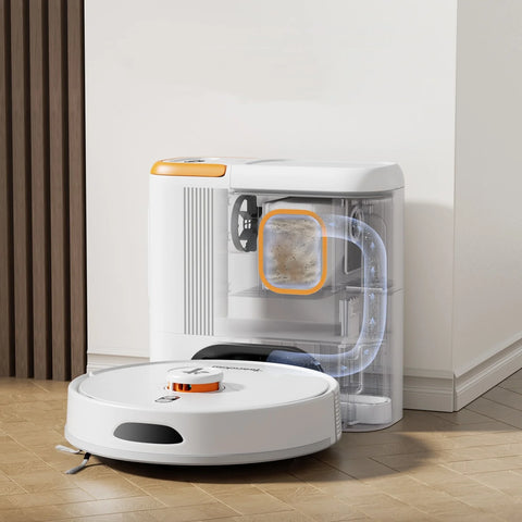 Teendow D20S MAX+ Robot Vacuum - Suction 6000Pa Battery 5000mAh low 70dB Noise 250ML Tank - White