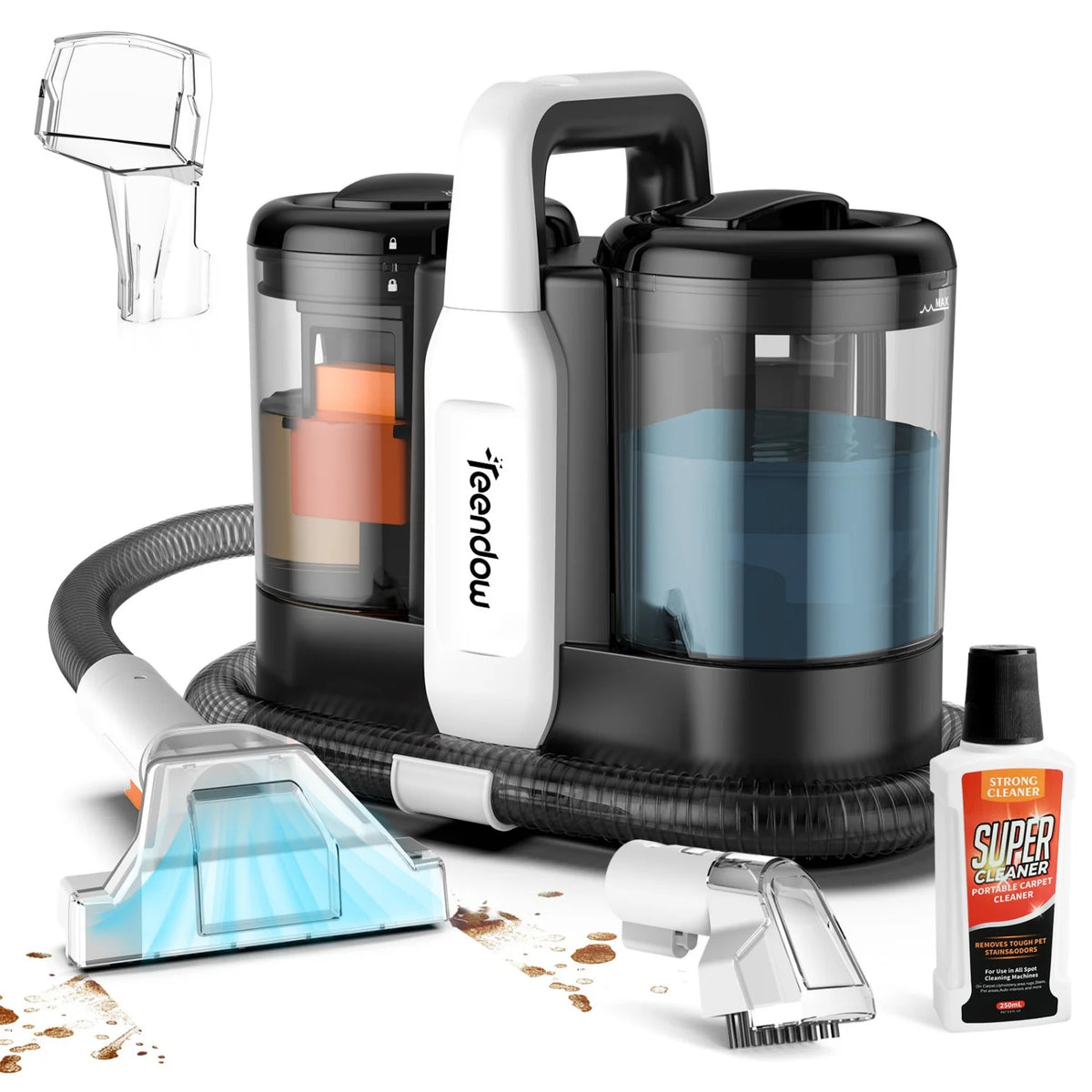 Teendow C5 Handheld Vacuum - Motor 450W 11000Pa 1500ML Tank Quiet & Portable 80dB Noise - Black