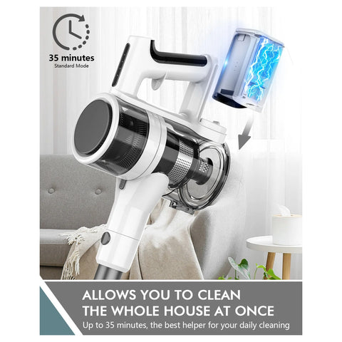 Teendow P11Pro Handheld Vacuum - Power 250W Suction 126000Pa  Dustbin 450ML 2.65kg 30 Min Runtime - White