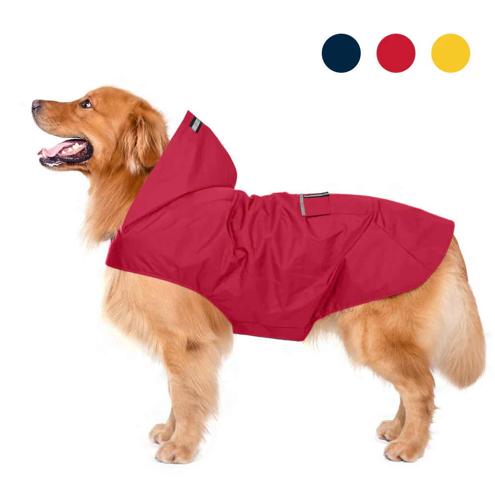 Zellar Z-RC004 Dog Raincoat  -  Quick-Dry  Waterproof Reflective  -Hooded Coat  - 4XL - Red