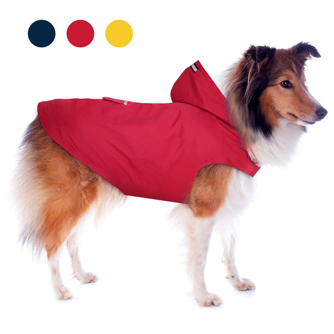 Zellar Z-RC004 Dog Raincoat  -  Quick-Dry  Waterproof Reflective  -Hooded Coat  - 4XL - Red