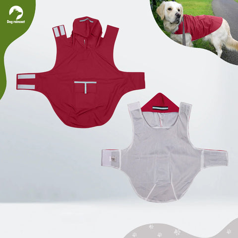 Zellar Z-RC004 Dog Raincoat  -  Quick-Dry  Waterproof Reflective  -Hooded Coat  - 4XL - Red
