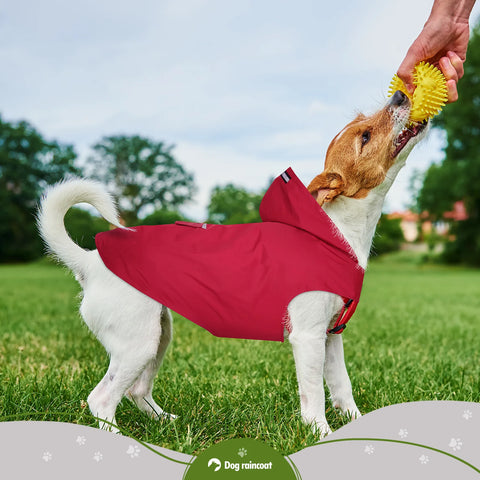 Zellar Z-RC004 Dog Raincoat  -  Quick-Dry  Waterproof Reflective  -Hooded Coat  - 4XL - Red