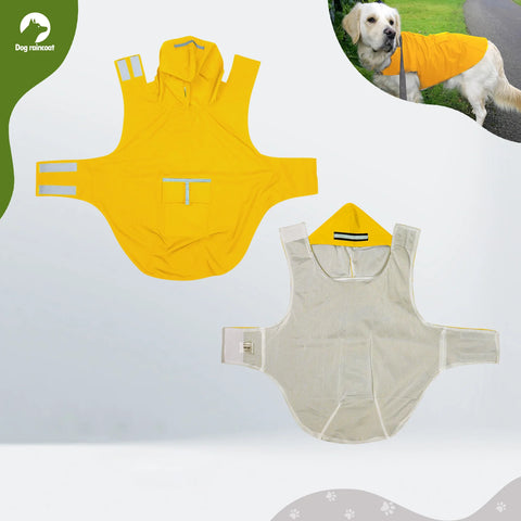 Zellar Z-RC003 Hooded Dog Raincoat with Reflective Stripes  - 3XL - Yellow