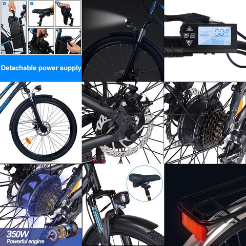 ONESPORT BK1 Electric Bike 26 Inch Tires 36V 350W- Black