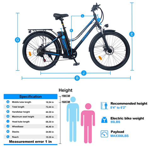 ONESPORT BK1 Electric Bike 26 Inch Tires 36V 350W- Black