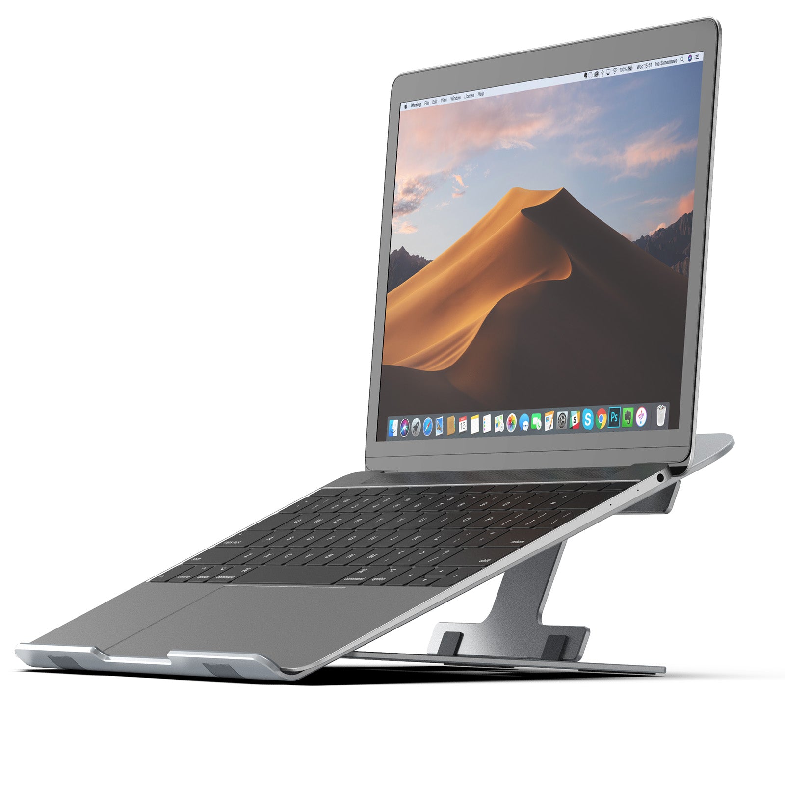 Novoo Adjustable Laptop Stand Aluminum Angle Laptop Stand Silver