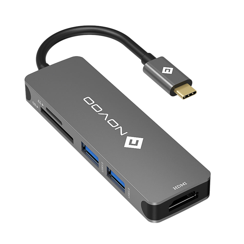 NOVOO USB C 5 in 1 Aluminum Multiport Hub Dark Grey