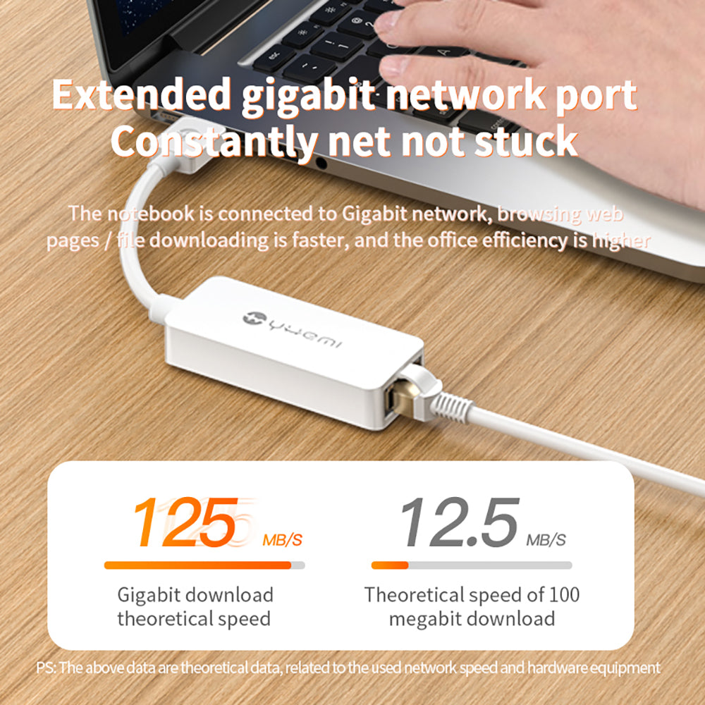 YHEMI MU702 RJ45 To USB3.0 Converter USB-Gigabit Ethernet Extended Gigabit network port