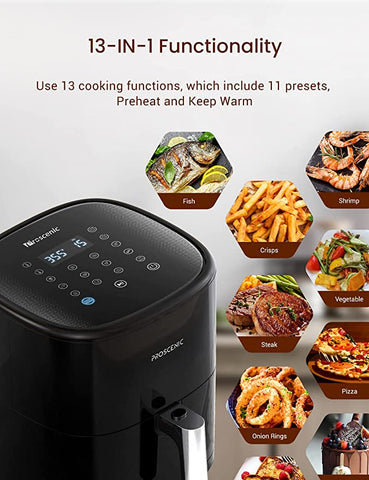 Proscenic T22 Air Fryer, 5.3 QT, 13-in-1 Oilless Small Oven with 100+ Online Recipes, Compatible with APP & Alexa, Shake Reminder & Preheat, Dishwasher-Safe