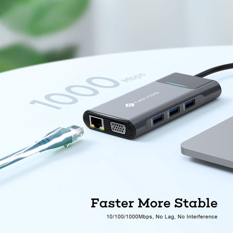 Novoo 9 in 1 USB C Hub Mulitport USB C to Dual Display Adapter 0.15M