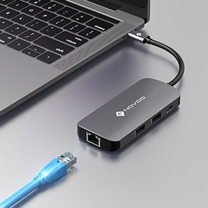 Novoo USB-C 7 in 1 Aluminum Multiport Hub Dark Grey